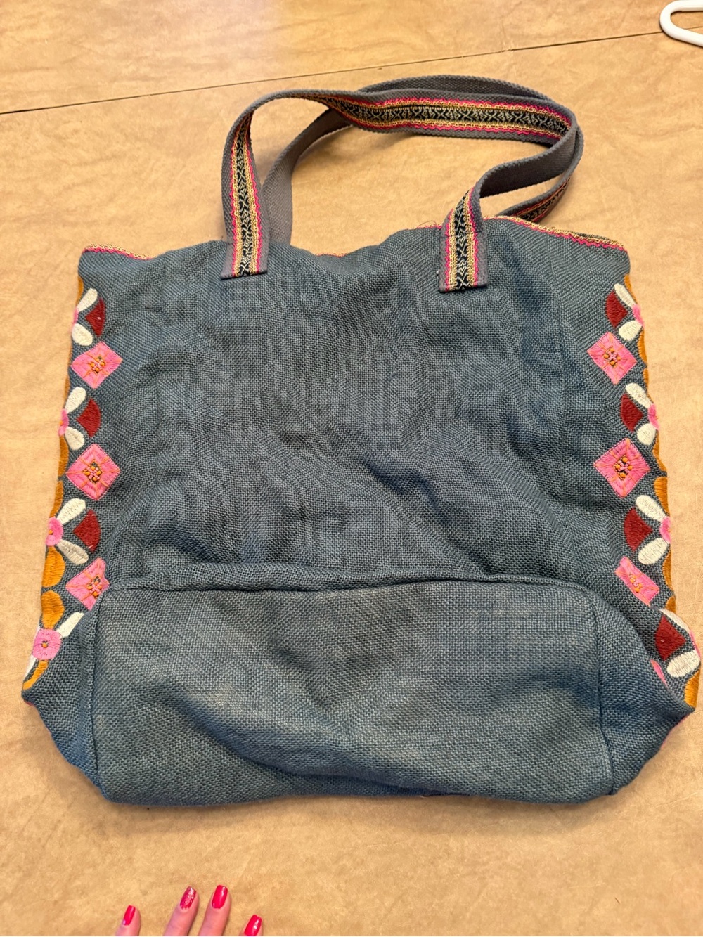 Chloe & Lex Embroidered Boho Tote Bag Floral Market Shoulder Bag NWOT - Picture 4 of 5